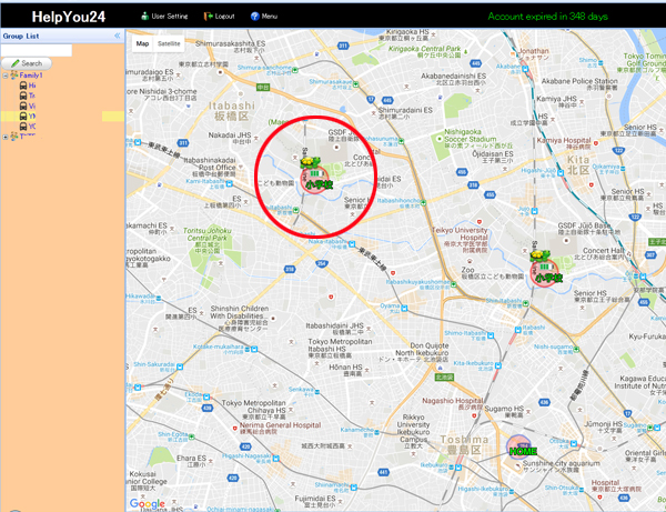 GPSココデス　ブラウザ画面